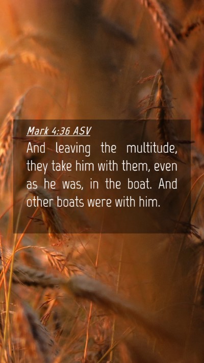 Picture 04 - Mark 4:36 ASV Mobile Phone Wallpaper - And leaving the multitude, they take him with - Mobile Bible Verse Wallpaper