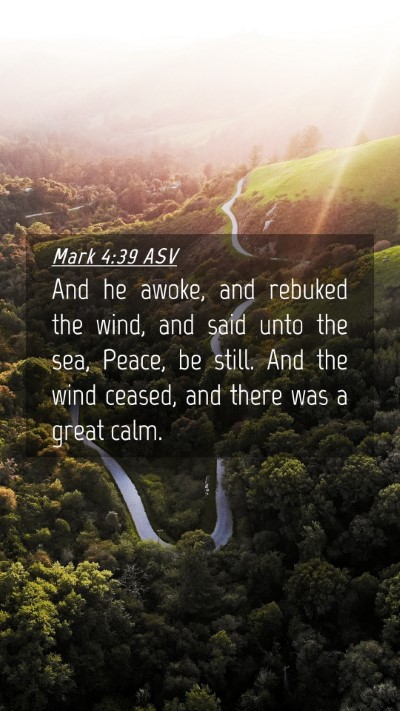 Picture 04 - Mark 4:39 ASV Mobile Phone Wallpaper - And he awoke, and rebuked the wind, and said unto - Mobile Bible Verse Wallpaper