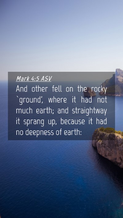 Picture 04 - Mark 4:5 ASV Mobile Phone Wallpaper - And other fell on the rocky `ground', where it - Mobile Bible Verse Wallpaper