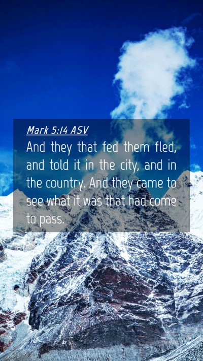 Picture 04 - Mark 5:14 ASV Mobile Phone Wallpaper - And they that fed them fled, and told it in the - Mobile Bible Verse Wallpaper