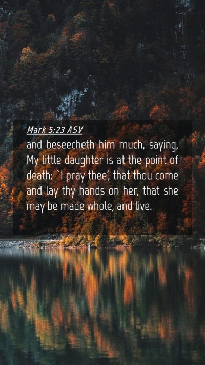 Picture 04 - Mark 5:23 ASV Mobile Phone Wallpaper - and beseecheth him much, saying, My little - Mobile Bible Verse Wallpaper