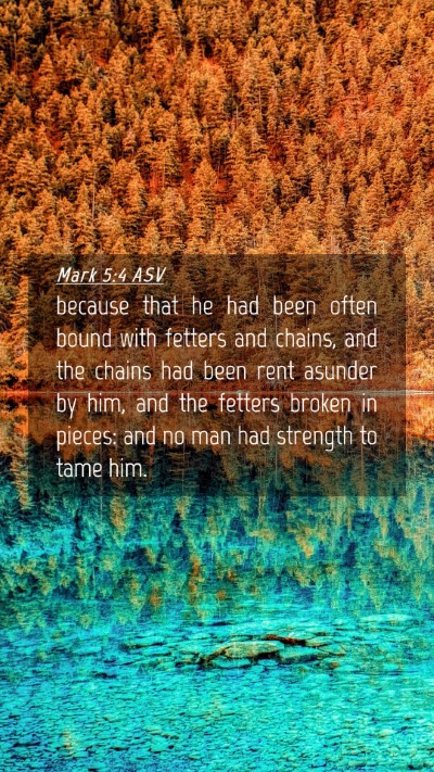 Picture 04 - Mark 5:4 ASV Mobile Phone Wallpaper - because that he had been often bound with fetters - Mobile Bible Verse Wallpaper