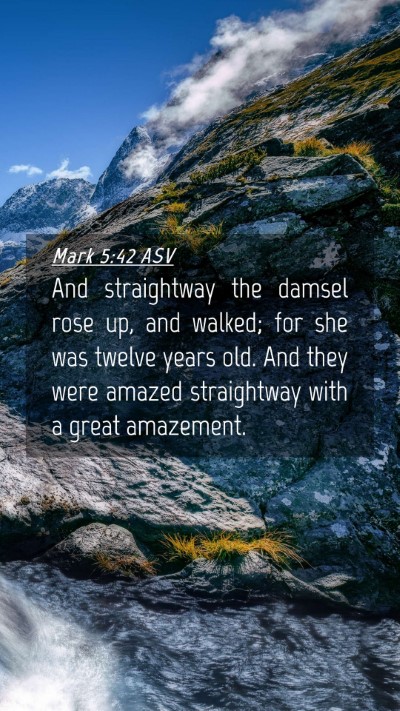Picture 04 - Mark 5:42 ASV Mobile Phone Wallpaper - And straightway the damsel rose up, and walked; - Mobile Bible Verse Wallpaper
