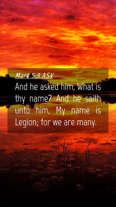 Picture 04 - Mark 5:9 ASV Mobile Phone Wallpaper - And he asked him, What is thy name? And he saith - Mobile Bible Verse Wallpaper