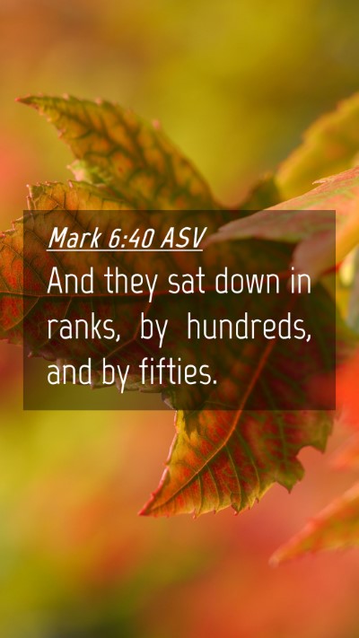 Picture 04 - Mark 6:40 ASV Mobile Phone Wallpaper - And they sat down in ranks, by hundreds, and by - Mobile Bible Verse Wallpaper