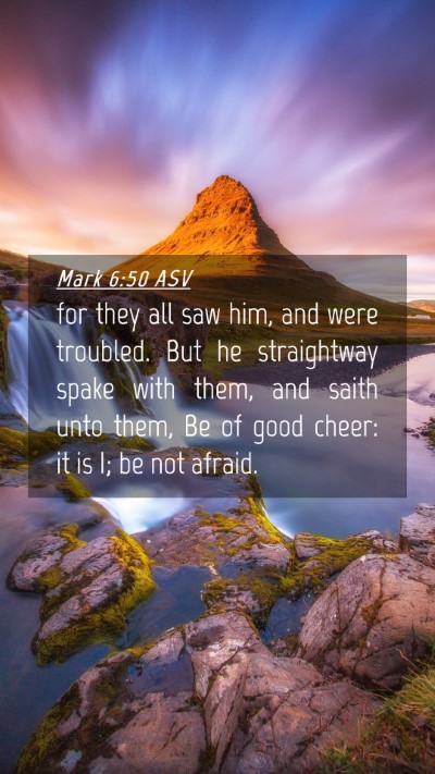 Picture 04 - Mark 6:50 ASV Mobile Phone Wallpaper - for they all saw him, and were troubled. But he - Mobile Bible Verse Wallpaper