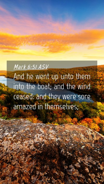 Picture 04 - Mark 6:51 ASV Mobile Phone Wallpaper - And he went up unto them into the boat; and the - Mobile Bible Verse Wallpaper