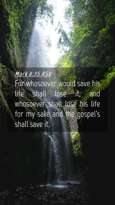 Picture 04 - Mark 8:35 ASV Mobile Phone Wallpaper - For whosoever would save his life shall lose it; - Mobile Bible Verse Wallpaper