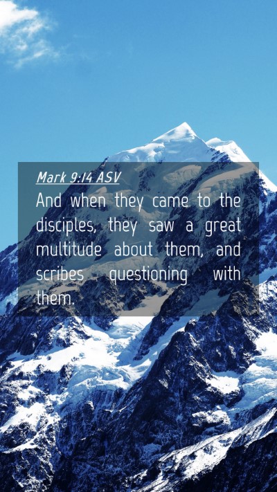 Picture 04 - Mark 9:14 ASV Mobile Phone Wallpaper - And when they came to the disciples, they saw a - Mobile Bible Verse Wallpaper