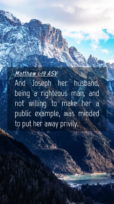 Picture 04 - Matthew 1:19 ASV Mobile Phone Wallpaper - And Joseph her husband, being a righteous man, - Mobile Bible Verse Wallpaper