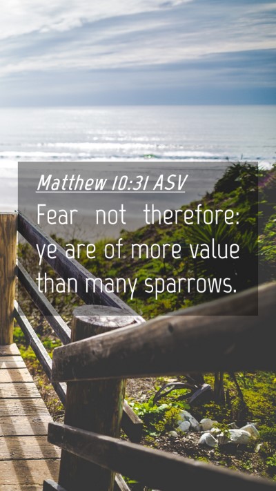 Picture 04 - Matthew 10:31 ASV Mobile Phone Wallpaper - Fear not therefore: ye are of more value than - Mobile Bible Verse Wallpaper