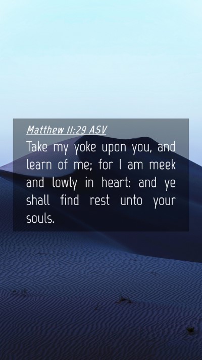 Picture 04 - Matthew 11:29 ASV Mobile Phone Wallpaper - Take my yoke upon you, and learn of me; for I am - Mobile Bible Verse Wallpaper