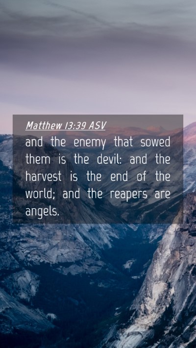 Picture 04 - Matthew 13:39 ASV Mobile Phone Wallpaper - and the enemy that sowed them is the devil: and - Mobile Bible Verse Wallpaper