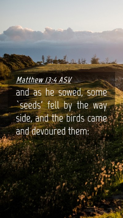 Picture 04 - Matthew 13:4 ASV Mobile Phone Wallpaper - and as he sowed, some `seeds' fell by the way - Mobile Bible Verse Wallpaper