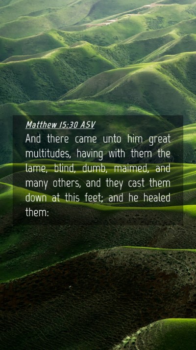Picture 04 - Matthew 15:30 ASV Mobile Phone Wallpaper - And there came unto him great multitudes, having - Mobile Bible Verse Wallpaper