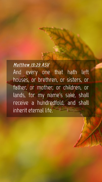 Picture 04 - Matthew 19:29 ASV Mobile Phone Wallpaper - And every one that hath left houses, or brethren, - Mobile Bible Verse Wallpaper