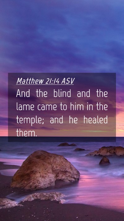 Picture 04 - Matthew 21:14 ASV Mobile Phone Wallpaper - And the blind and the lame came to him in the - Mobile Bible Verse Wallpaper