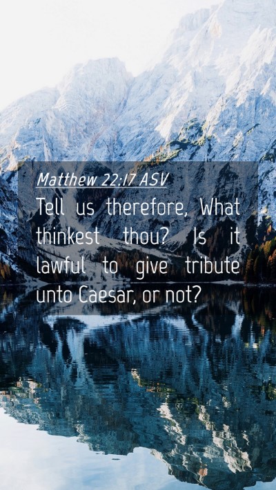 Picture 04 - Matthew 22:17 ASV Mobile Phone Wallpaper - Tell us therefore, What thinkest thou? Is it - Mobile Bible Verse Wallpaper