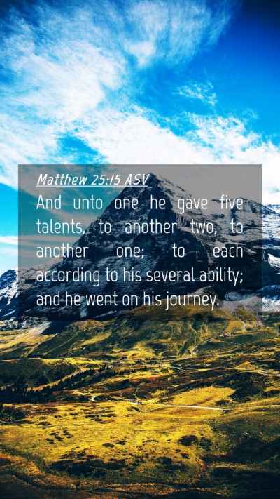 Picture 04 - Matthew 25:15 ASV Mobile Phone Wallpaper - And unto one he gave five talents, to another - Mobile Bible Verse Wallpaper