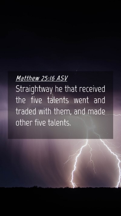 Picture 04 - Matthew 25:16 ASV Mobile Phone Wallpaper - Straightway he that received the five talents - Mobile Bible Verse Wallpaper