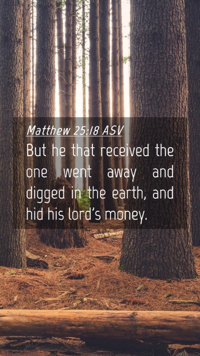 Picture 04 - Matthew 25:18 ASV Mobile Phone Wallpaper - But he that received the one went away and digged - Mobile Bible Verse Wallpaper