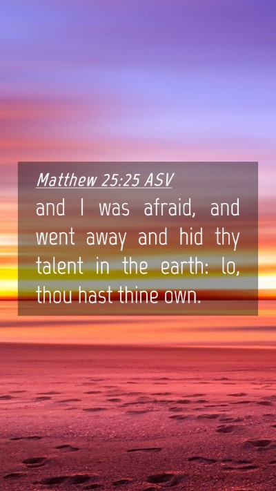 Picture 04 - Matthew 25:25 ASV Mobile Phone Wallpaper - and I was afraid, and went away and hid thy - Mobile Bible Verse Wallpaper
