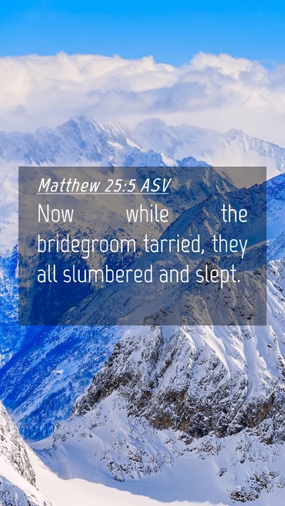 Picture 04 - Matthew 25:5 ASV Mobile Phone Wallpaper - Now while the bridegroom tarried, they all - Mobile Bible Verse Wallpaper