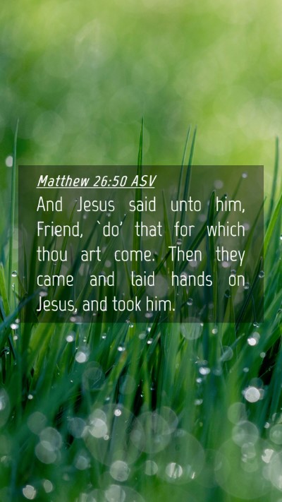 Picture 04 - Matthew 26:50 ASV Mobile Phone Wallpaper - And Jesus said unto him, Friend, `do' that for - Mobile Bible Verse Wallpaper