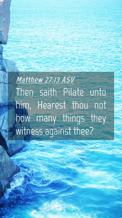Picture 04 - Matthew 27:13 ASV Mobile Phone Wallpaper - Then saith Pilate unto him, Hearest thou not how - Mobile Bible Verse Wallpaper