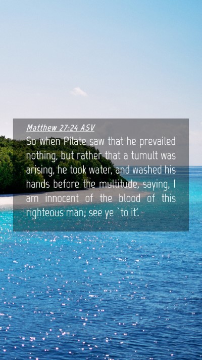 Picture 04 - Matthew 27:24 ASV Mobile Phone Wallpaper - So when Pilate saw that he prevailed nothing, but - Mobile Bible Verse Wallpaper