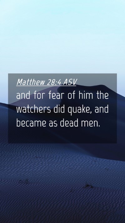 Picture 04 - Matthew 28:4 ASV Mobile Phone Wallpaper - and for fear of him the watchers did quake, and - Mobile Bible Verse Wallpaper