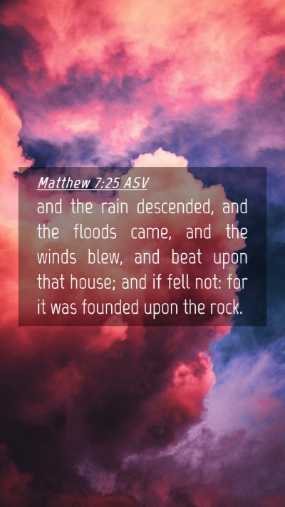 Picture 04 - Matthew 7:25 ASV Mobile Phone Wallpaper - and the rain descended, and the floods came, and - Mobile Bible Verse Wallpaper
