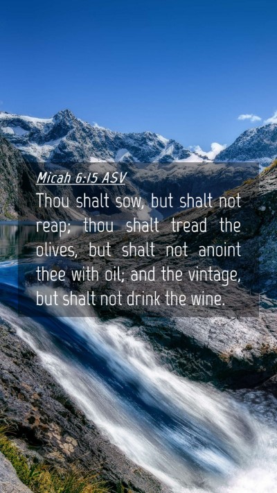 Picture 04 - Micah 6:15 ASV Mobile Phone Wallpaper - Thou shalt sow, but shalt not reap; thou shalt - Mobile Bible Verse Wallpaper