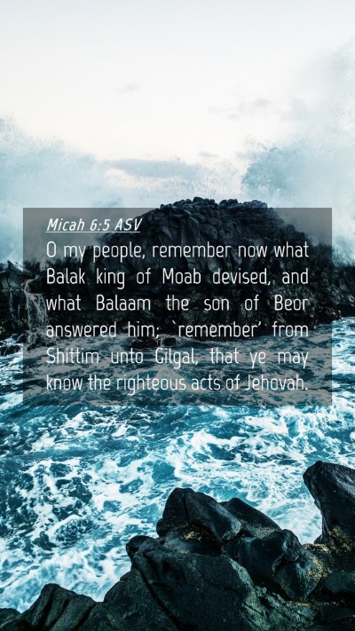 Picture 04 - Micah 6:5 ASV Mobile Phone Wallpaper - O my people, remember now what Balak king of Moab - Mobile Bible Verse Wallpaper