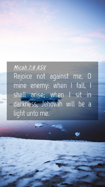 Picture 04 - Micah 7:8 ASV Mobile Phone Wallpaper - Rejoice not against me, O mine enemy: when I - Mobile Bible Verse Wallpaper