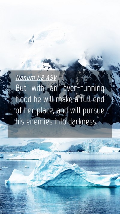 Picture 04 - Nahum 1:8 ASV Mobile Phone Wallpaper - But with an over-running flood he will make a - Mobile Bible Verse Wallpaper