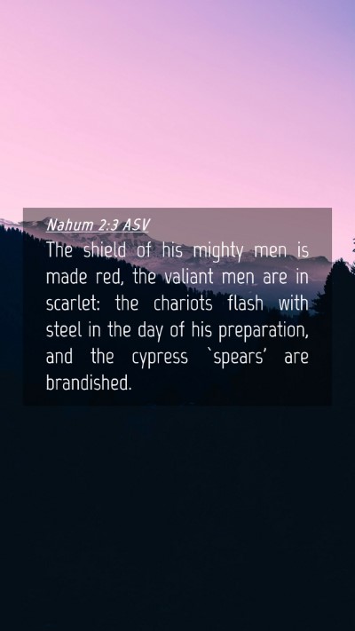 Picture 04 - Nahum 2:3 ASV Mobile Phone Wallpaper - The shield of his mighty men is made red, the - Mobile Bible Verse Wallpaper