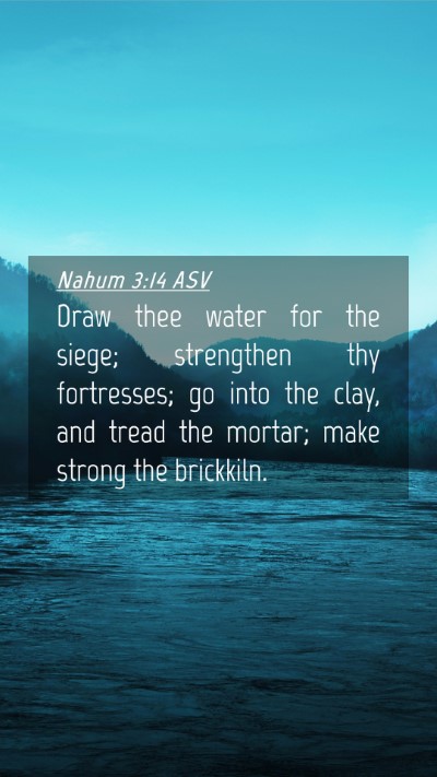 Picture 04 - Nahum 3:14 ASV Mobile Phone Wallpaper - Draw thee water for the siege; strengthen thy - Mobile Bible Verse Wallpaper