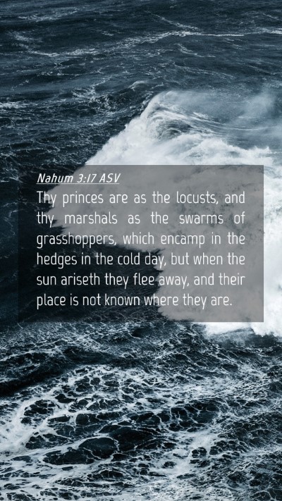 Picture 04 - Nahum 3:17 ASV Mobile Phone Wallpaper - Thy princes are as the locusts, and thy marshals - Mobile Bible Verse Wallpaper