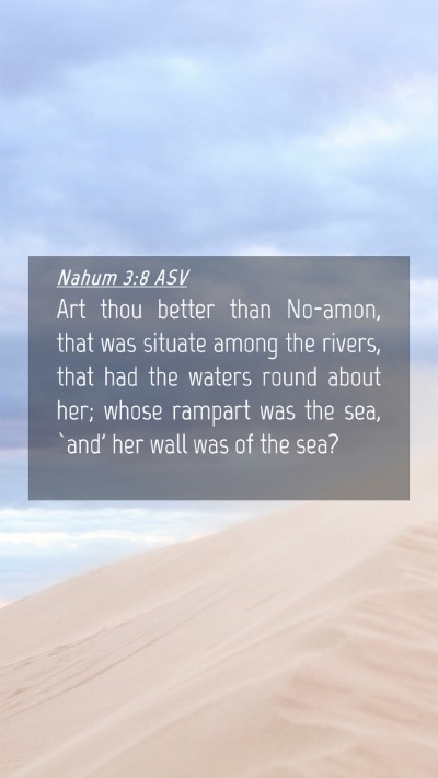 Picture 04 - Nahum 3:8 ASV Mobile Phone Wallpaper - Art thou better than No-amon, that was situate - Mobile Bible Verse Wallpaper