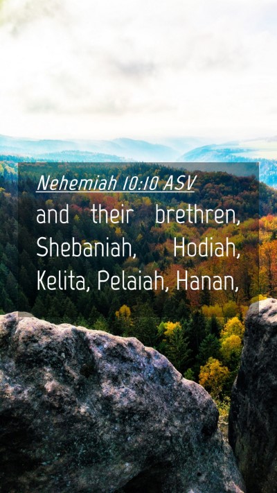 Picture 04 - Nehemiah 10:10 ASV Mobile Phone Wallpaper - and their brethren, Shebaniah, Hodiah, Kelita, - Mobile Bible Verse Wallpaper