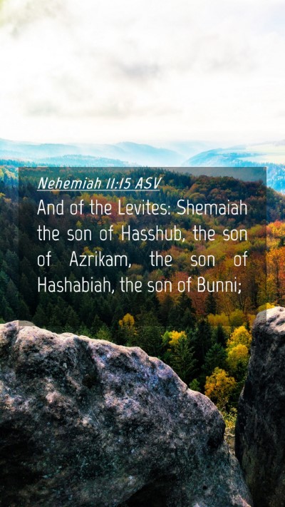 Picture 04 - Nehemiah 11:15 ASV Mobile Phone Wallpaper - And of the Levites: Shemaiah the son of Hasshub, - Mobile Bible Verse Wallpaper