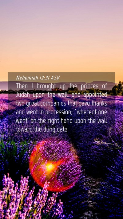 Picture 04 - Nehemiah 12:31 ASV Mobile Phone Wallpaper - Then I brought up the princes of Judah upon the - Mobile Bible Verse Wallpaper