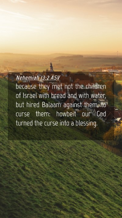 Picture 04 - Nehemiah 13:2 ASV Mobile Phone Wallpaper - because they met not the children of Israel with - Mobile Bible Verse Wallpaper