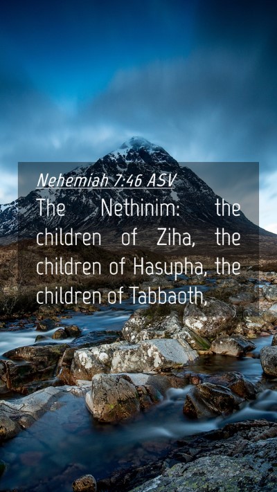 Picture 04 - Nehemiah 7:46 ASV Mobile Phone Wallpaper - The Nethinim: the children of Ziha, the children - Mobile Bible Verse Wallpaper