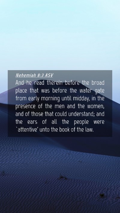 Picture 04 - Nehemiah 8:3 ASV Mobile Phone Wallpaper - And he read therein before the broad place that - Mobile Bible Verse Wallpaper