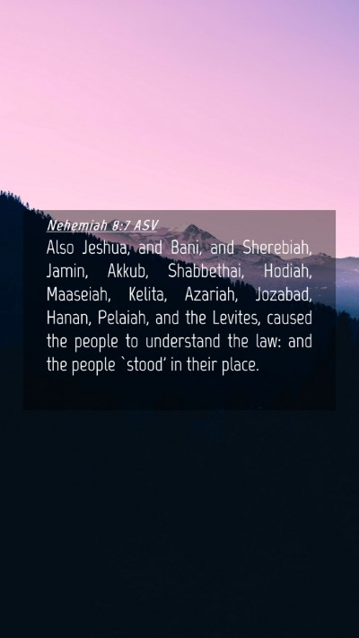 Picture 04 - Nehemiah 8:7 ASV Mobile Phone Wallpaper - Also Jeshua, and Bani, and Sherebiah, Jamin, - Mobile Bible Verse Wallpaper