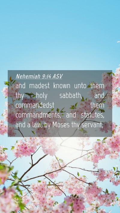 Picture 04 - Nehemiah 9:14 ASV Mobile Phone Wallpaper - and madest known unto them thy holy sabbath, and - Mobile Bible Verse Wallpaper