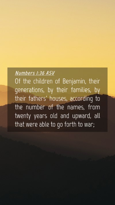 Picture 04 - Numbers 1:36 ASV Mobile Phone Wallpaper - Of the children of Benjamin, their generations, - Mobile Bible Verse Wallpaper
