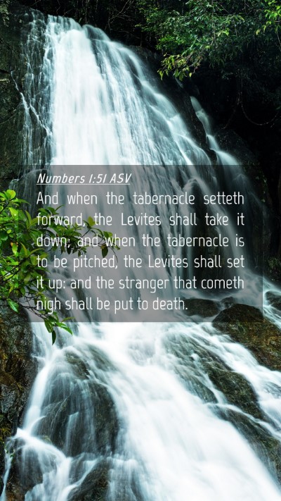 Picture 04 - Numbers 1:51 ASV Mobile Phone Wallpaper - And when the tabernacle setteth forward, the - Mobile Bible Verse Wallpaper